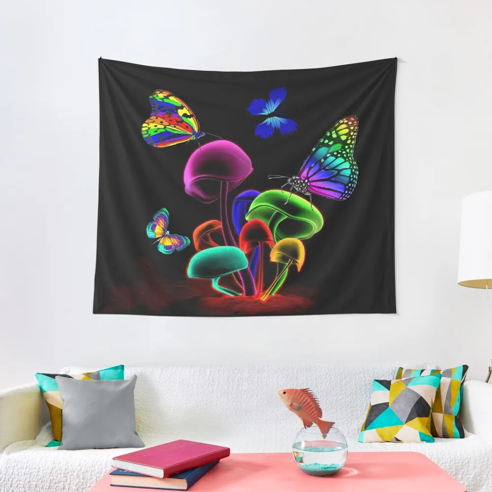 

WORLD GLOWING MUSHROOMS Tapestry Outdoor Decoration Room Decoration Aesthetic Wall Tapestries