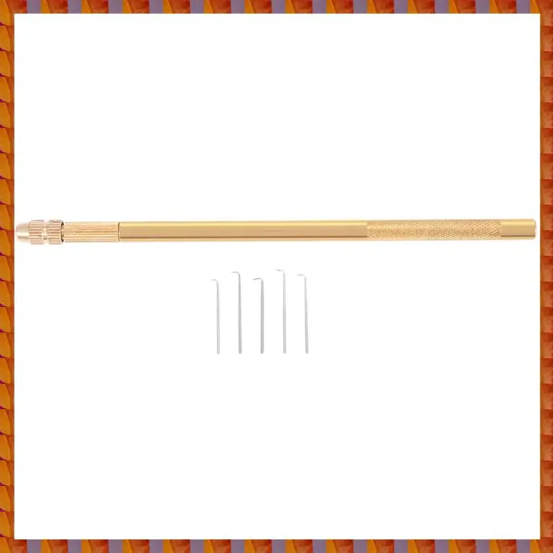 DIDI Wig Crochet 5Pcs Ventilating Needles +1 Brass Holder For Lace Wig Needle Hairpiece Knotting Hook Sets Beaded Hook