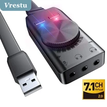 

Virtual 7.1 Channel Sound Card Earphone Adapter 3.5mm to USB External Audio Converter for PC Gaming Headset Stereo HiFi Adaptor