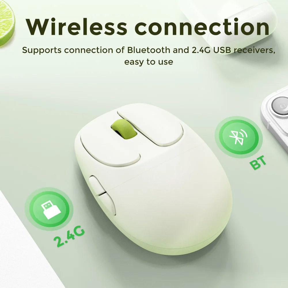 DAREU 무선 마우스, USB 수신기가 포함된 듀얼 모드 Bluetooth 2.4G 무소음 마우스 - PC, 태블릿, 노트북용 휴대용 컴퓨터 마우스