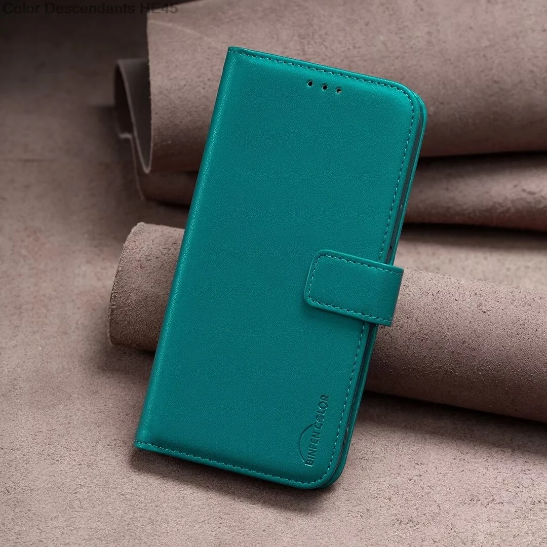 Genuine Leather Magnetic Card Holder Flip Wallet Phone Case with Stand Feature