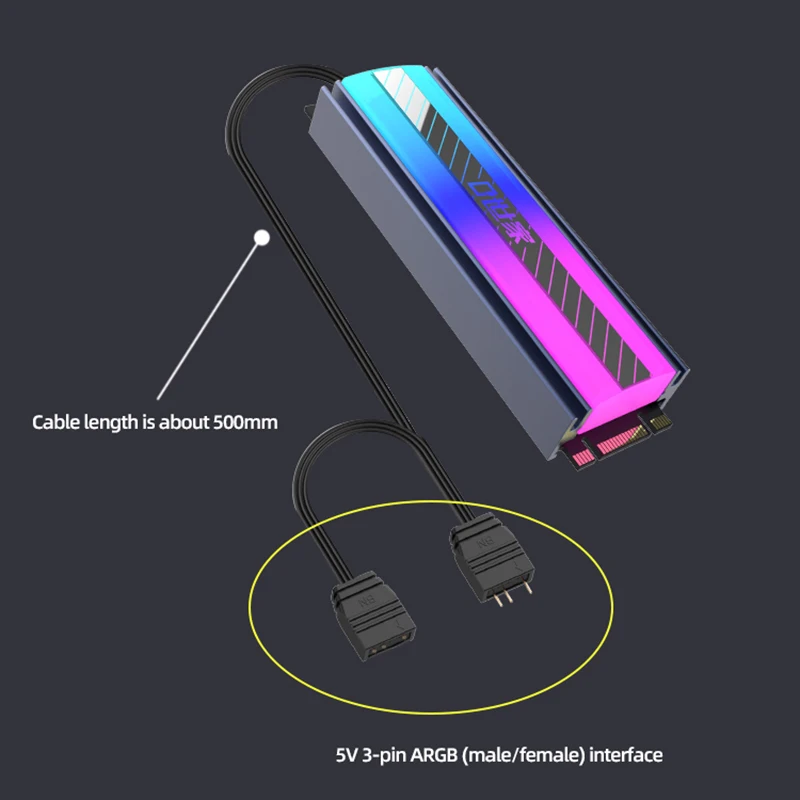 Nvme Dissipador de Calor Ssd Solid State Drive 3pin Argb Luzes Coloridas 2280 5v Teucer-m.2 - Imagem 5