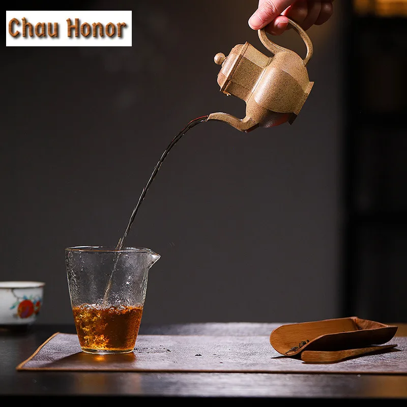 150ml High-end Yixing Purple Clay Teapots Handmade Magic Lamp Pot Raw Ore Wood-fired Mud Tea Brewing Kettle Chinese Zisha Teaset