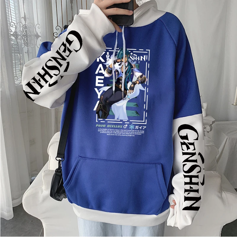 Harajuku Anime Game Genshin Impact Kaeya Alberch Hoodies Men Women Oversized Manga Print Long Sleeve Korean Fashion Sweatshirts 5