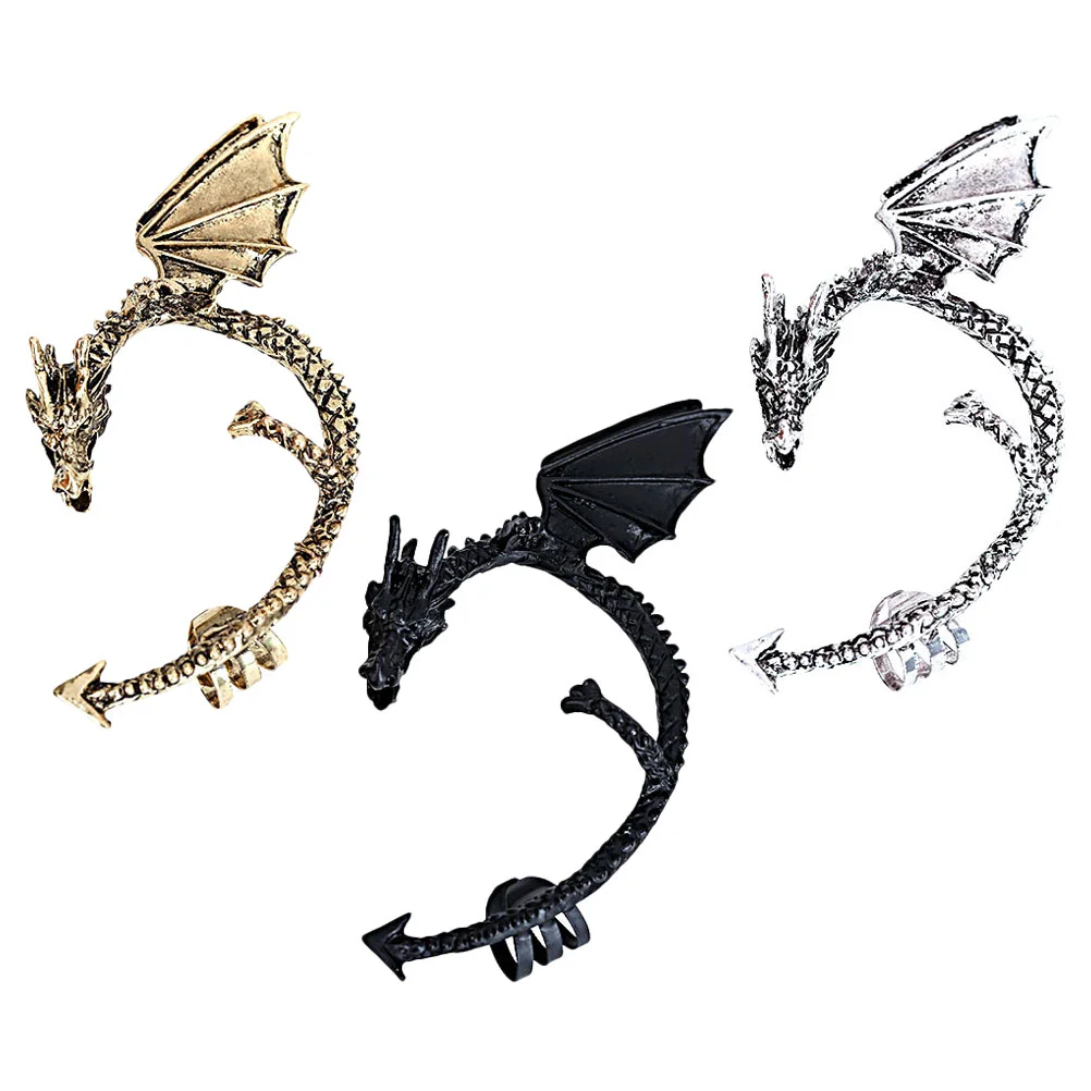 

3 Pcs Earrings Nightclub Clip Clips Cuffs Gothic Non Piercing Alloy