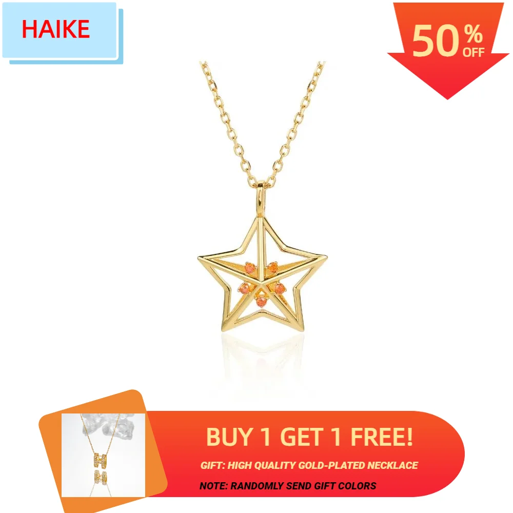 

HAIKE S925 Sterling Silver Necklace Original Brilliant Starry Sky Element Hollow Neckchain Exquisite Personalized Fashion Collar