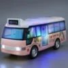School Bus Toys Cars Die Cast Plastic Little Cars City Bus With Sound And Light Up Friction Powered Cars Play Toys Gift For Kids 2