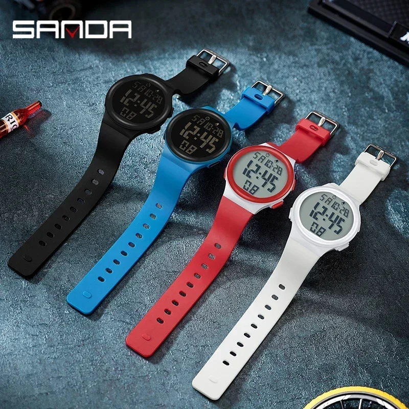 SANDA 2151 Ultra-thin Sports Watch for Men Fashion Countdown Waterproof LED Digital Military Wristwatches Mens Reloj Hombre 5