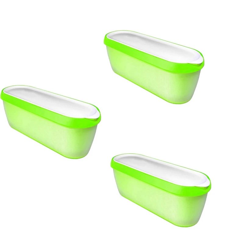 

3X Ice Cream Containers For Ice Cream Reusable Freezer Storage (Green)