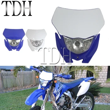 오토바이 슈퍼모토 헤드라이트 모토크로스 인듀로 더트 바이크 헤드라이트, 야마하 WRF250/400/426/450 YZ TTR WR MX 화이트 블루 블랙