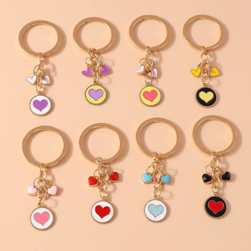 Mode Bunte Liebe Herz Schlüsselbund für Frauen Männer Auto Schlüssel Handtasche Anhänger Schlüsselanhänger Zubehör DIY Schmuck Geschenke