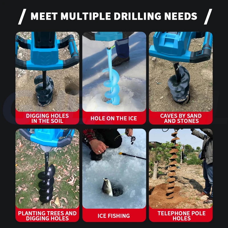 Electric Wireless Drilling Machine Multifunctional Adjustable Speed Drilling Machine For Grassland/Soil/Hard Soil/Clay/Gravel