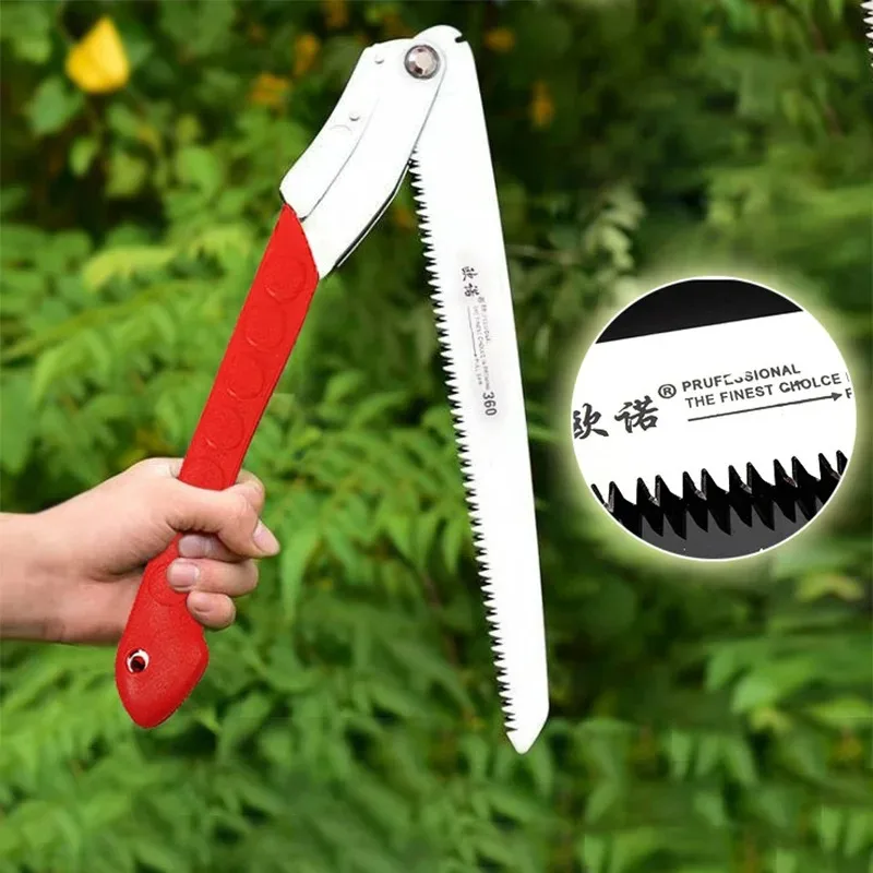 folding logging saw 14inch manganese steel For Wood Branches Cutting Tree Trimming Bamboo Pruning Bone 3 sided tooth safety lock 2