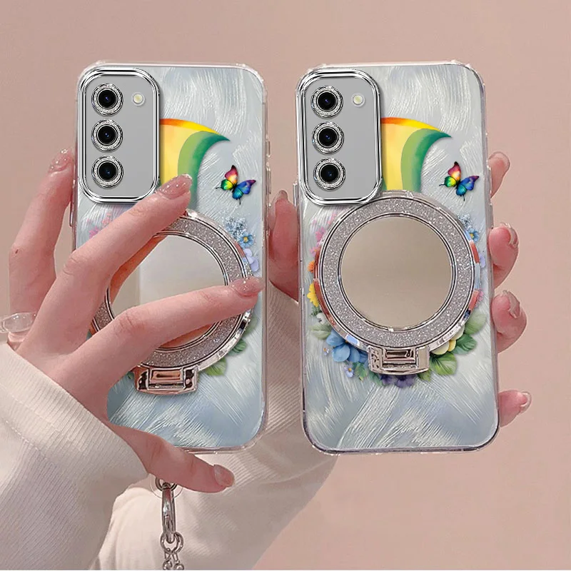 Vibrant Rainbow Phone Case Set with Lanyard and Stand