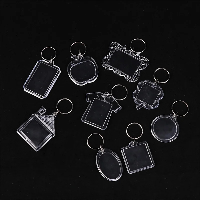 5pcs Blank Photo Frame Keychain Clear Acrylic Keyring Insert Photo