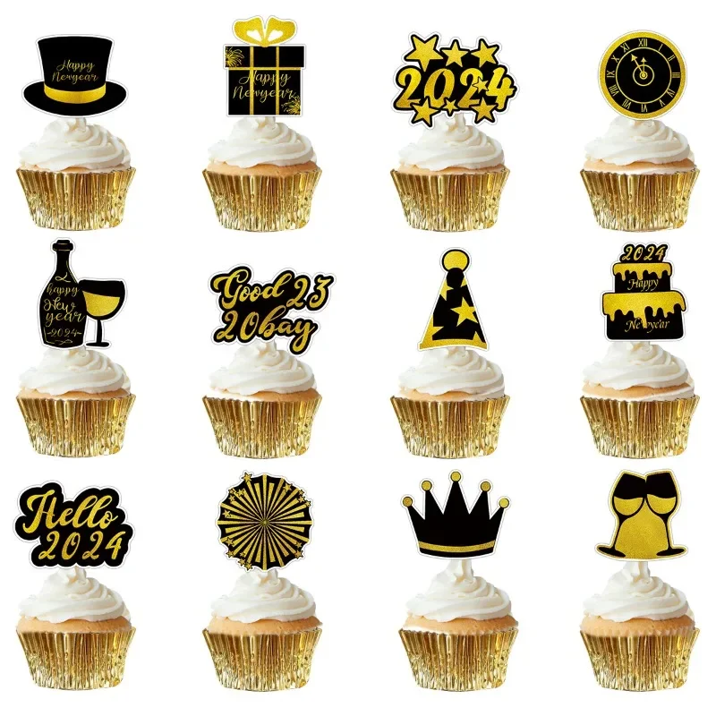 

Happy New Year Party Decoration Cake Cup Flag Insertion Party Dressing