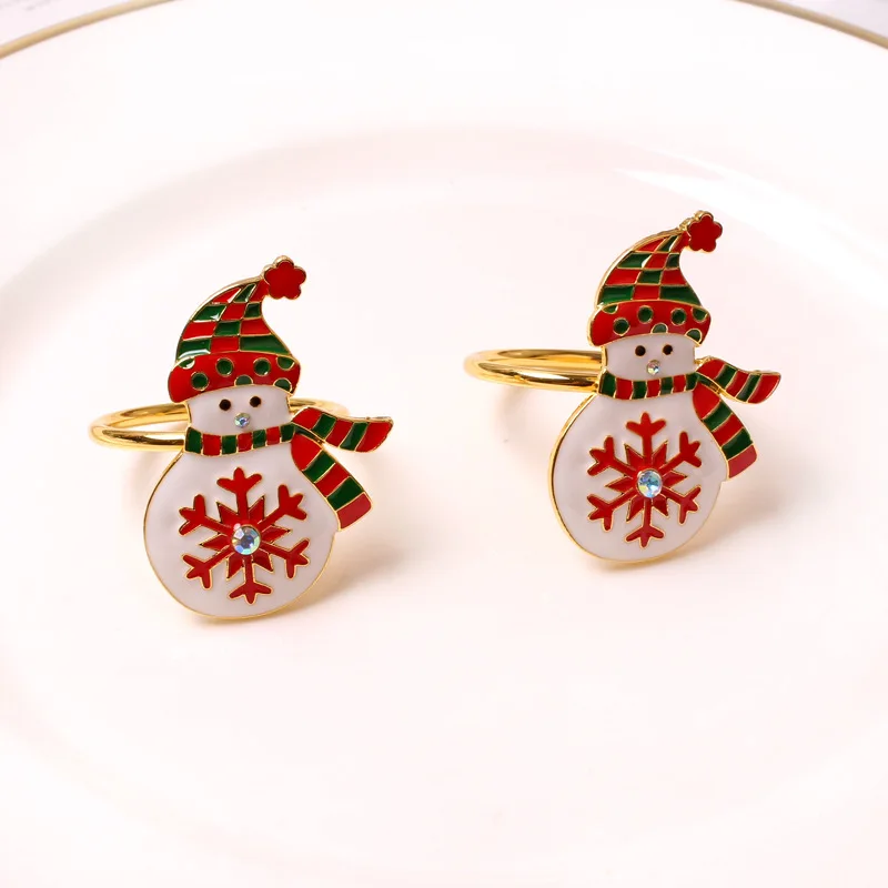 

Christmas Napkin Ring Snowman Bell Metal Napkin Buckle Party Napkin Holders Xmas Home Dinner Table Decor Thanksgiving Tableware