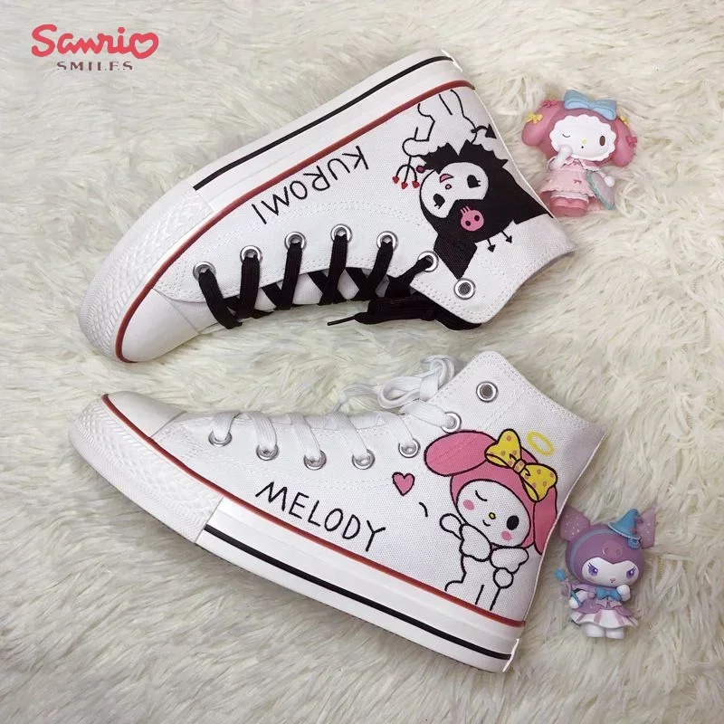 

Miniso Sanrio Kuromi High Top Canvas Shoes Cinnamoroll My Melody New Creativity Flat Canvas Shoes Student Cute Cartoon Sneakers