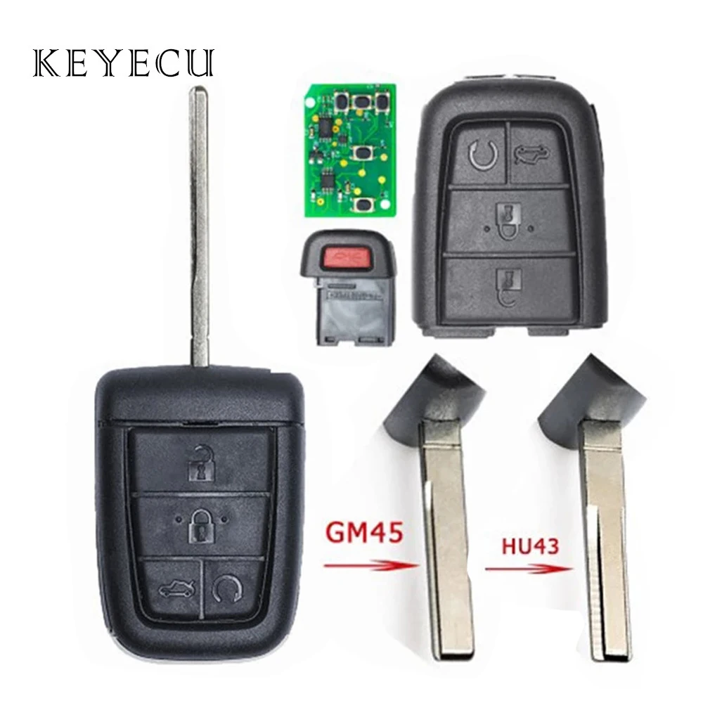 Keyecu 5 Buttons 315 / 433MHz ID46 Chip Remote Car Key Fob for Holden ...