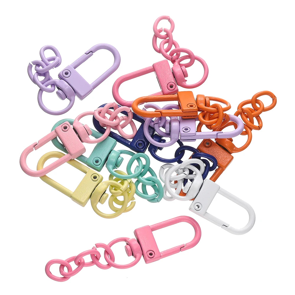 Keyring Lobster Clasp Spring Buckle Chains Colored Keychains 10pcs/lot DIY Jewelry Making Key Ring Hooks Bags Buckle