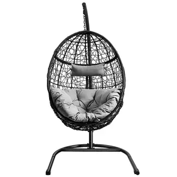 Hammock Chair with Stand Hanging Cushioned Swing Egg Chair for Indoor Outdoor