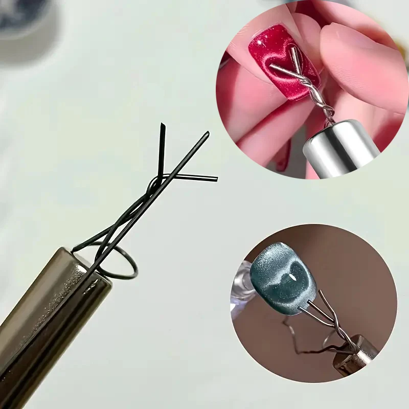 Cat Eye Nail Magnet Set Flexible Iron Wire Create Precise Heart Ingot Shapes Soft Iron Wire Nail Art Accessories 6Pcs cat eye nail tool magnetic nail art tools magnetic nail tools