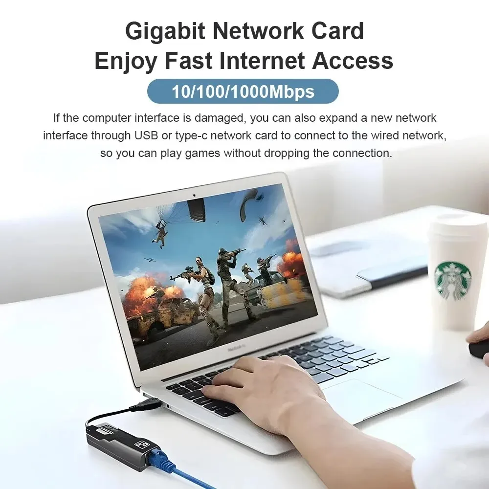 Wifi 어댑터 USB 3.0 허브 이더넷 유형 C-RJ45 기가비트 네트워크 카드 미니 PC 데스크탑 노트북 액세서리 플러그 앤 플레이