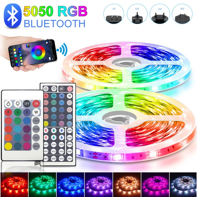 Tira De Luces Led Multicolor 2835 RGB 20 Metros Bluetooth + Control , Ip65