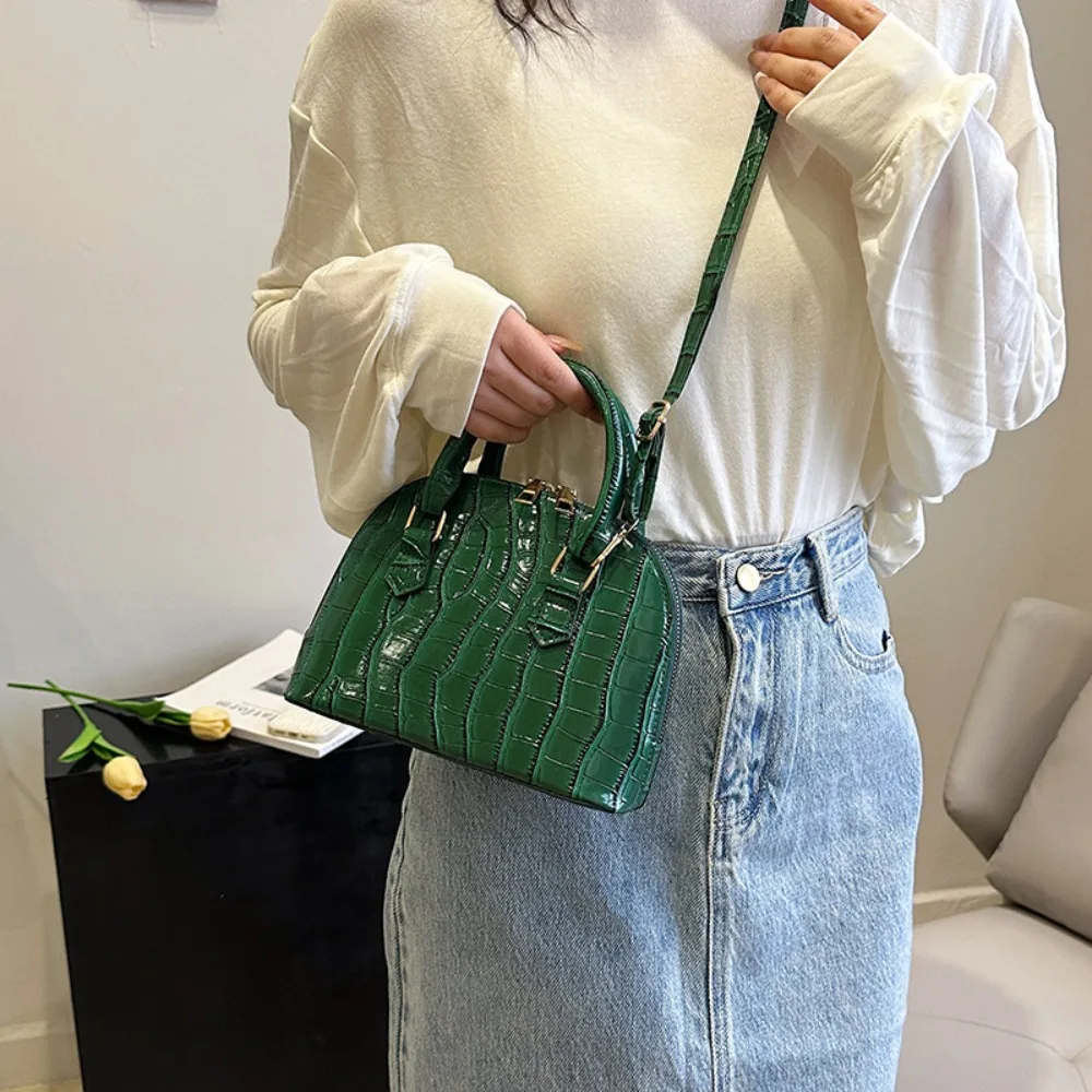 

Pu Leather Shell Bag Fashion Solid Color Waterproof Shoulder Bag Crocodile Pattern Crossbody Bag Women
