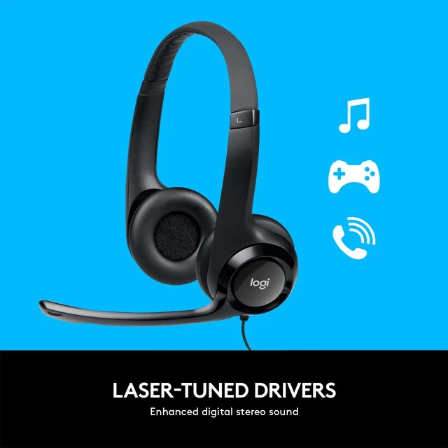 Logitech H390 USB Wired Headset Stereo Headphones with Noise-Cancelling Microphone For PC/Mac/Laptop - Image 2