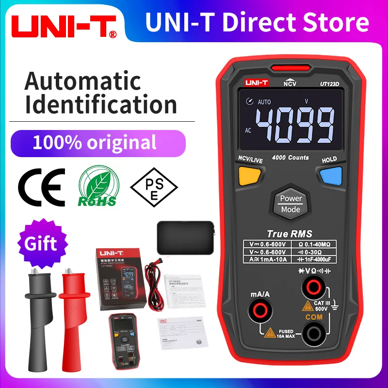 Uni-T Ut123/Ut123D Tester Multimetro Digital Automatic Digital Tester Voltmetro Digitale Professionale Dimensioni Pocke Per Uso Domestico