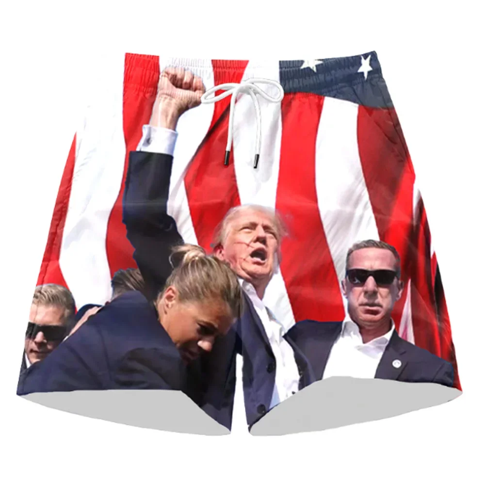2025 American Flag Donald Trump shorts Trump Election shooting picture Print Return Shorts Boys Beach Pants 3