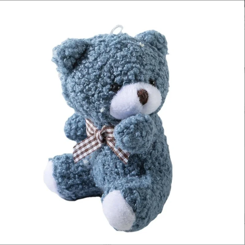 1PCS Cute Twisted Head Bear Plush Doll Toy Plush Keychain Small Pendant Little Bear Doll Bag With Hand Gift 11CM