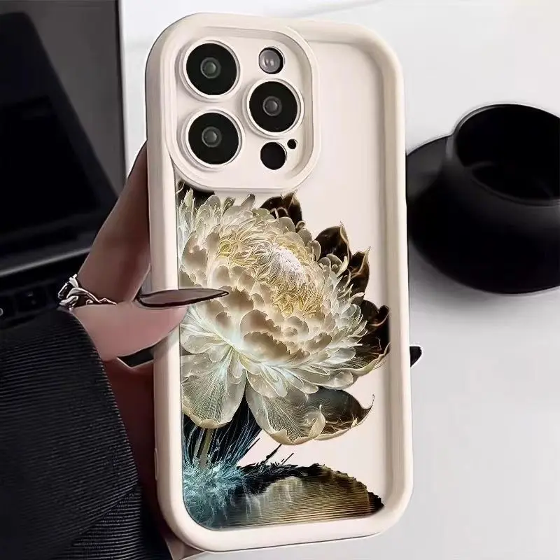 thumbnail image 1 of Funda de teléfono mate con flores para iPhone, funda a prueba de golpes para iPhone 11, 13, 15 Pro, 14, 16 Pro Max, 12, 13, 7, 8 Plus, SE 2020, XR, XS Max, X, 1 of 5