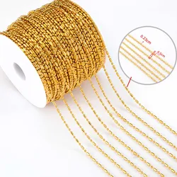 Premium Gold Stainless Steel Beaded Chain for Jewelry Making - 2 Meters (Q-Gold 2.3x5mm)