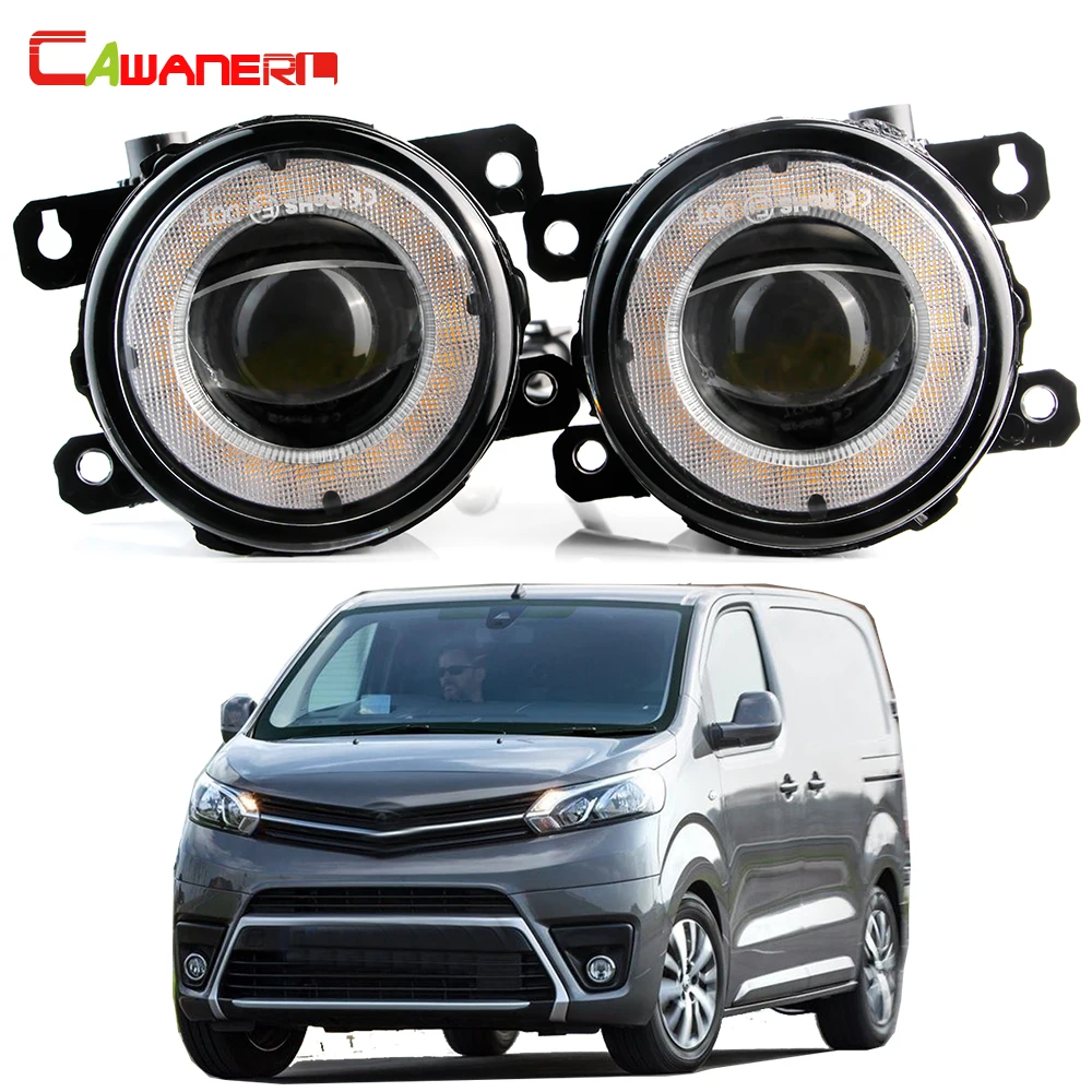 2 Pieces Angel Eye Fog Light Assembly For Toyota ProAce 2013-2022 30W Car Front Bumper LED Fog Daytime Running Light DRL H11 1