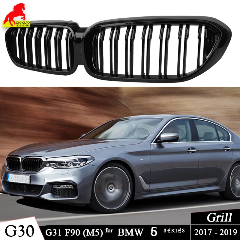 

Front Kidney Grille Black for BMW 5 Series 2017-2019 (Pre-LCI) G30 Sedan G31 Wagon F90 M5 528i 530i 535i 540i Car Racing Grills