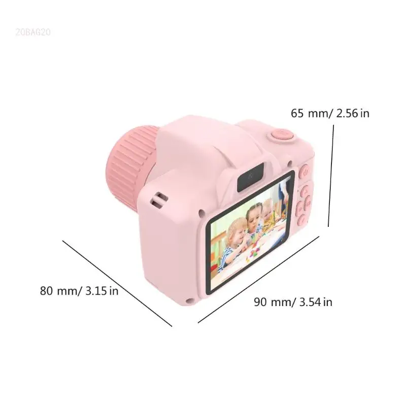 Kids Camera with Long Lens and 2.4" Large Screen Children Video Recorder 4800W Front Rear Camera Birthday Gift