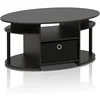 Jaya Simple Design Oval Coffee Table with Bin for Living Room, Walnut 1