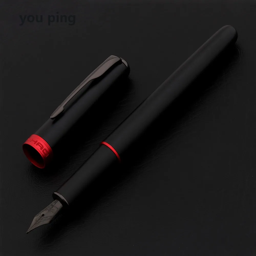 Elegant Luxury Black and Red Fountain Pen for Office and School Supplies