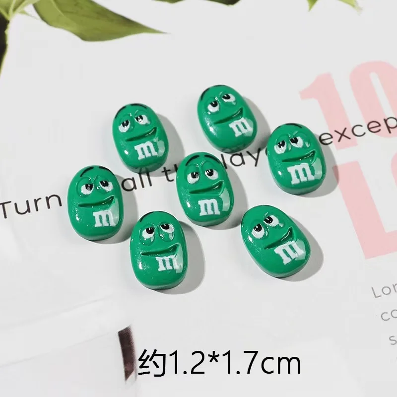 20/50/100 Stück Kawaii M-Bohnen Harz-Bonbonperlen Dekoration Bastelbedarf Flache Rückseite DIY Verzierungen für Scrapbooking Handy-Deko-Teile – Detail 6