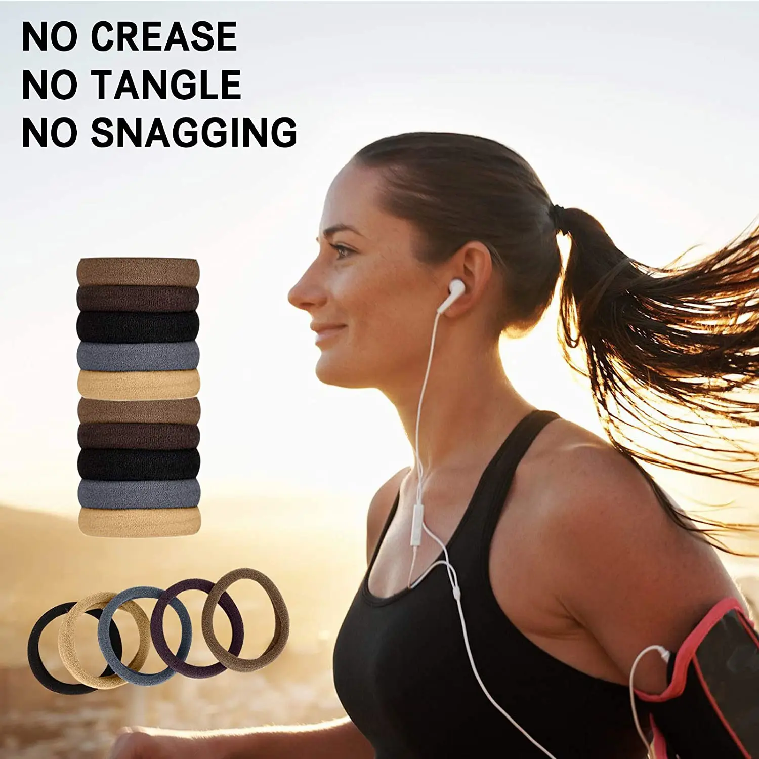 Bulk Pack Black and Gray Seamless Hair Bands - Durable Fashionable Elastics