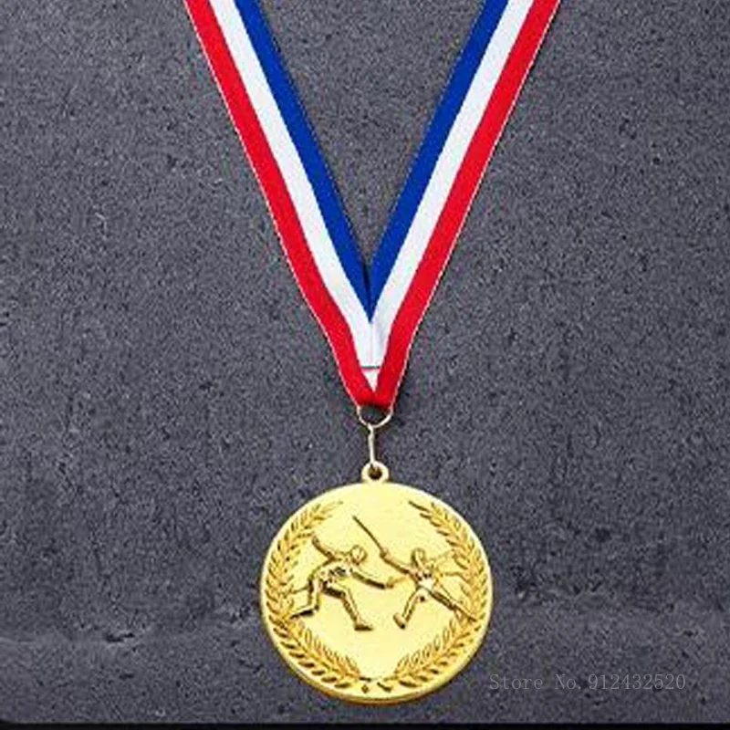 Metal Fencing Relief Medals, Sports Awards Souvenir Martial Arts, School Company Competition Creative Hang your neck Medal, 2Pcs