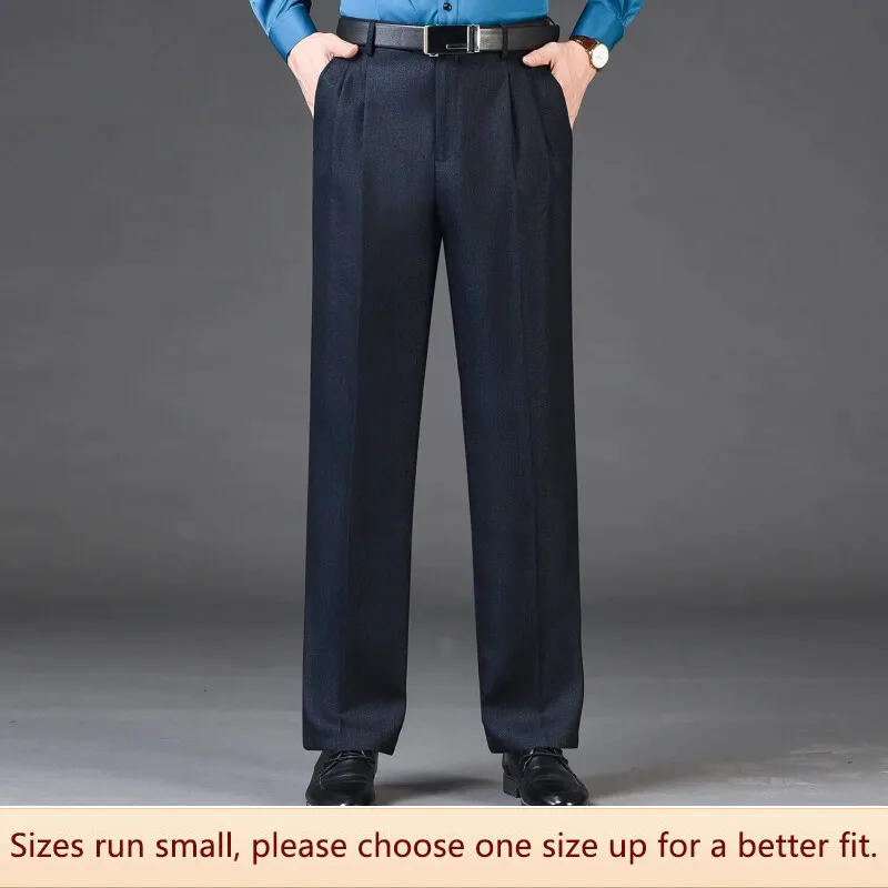 Men Casual Pants High Quality 98%Cotton Stretch Classic Trousers