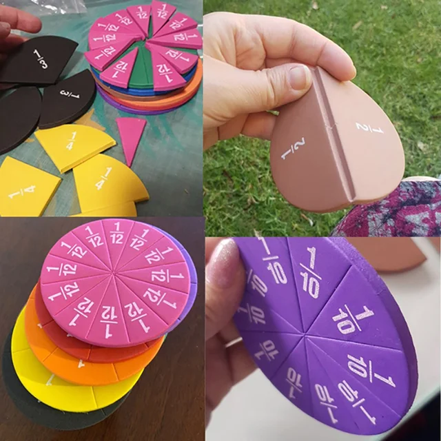 51PC Circular Numbered Fractions Mathematics Teaching Tool EVA Round Shape Fractions Instrument Montessori Educational Math Toys 3