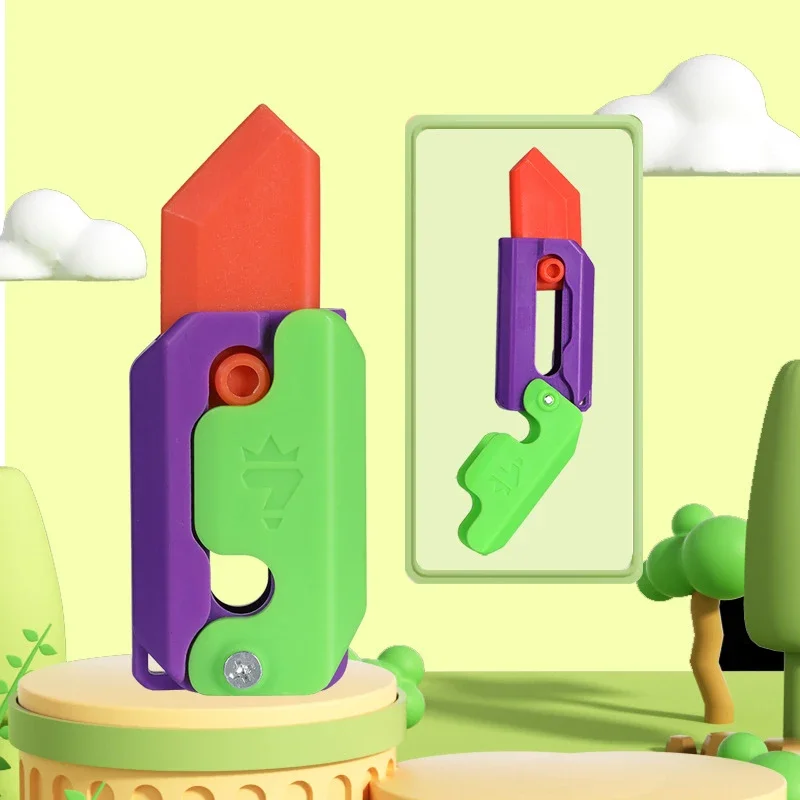 Fidget Toys 3D Printing Carrot Gravity Knife Plastic Fidget Spinner Decompression Carrot Gun Novel Funny Gifts