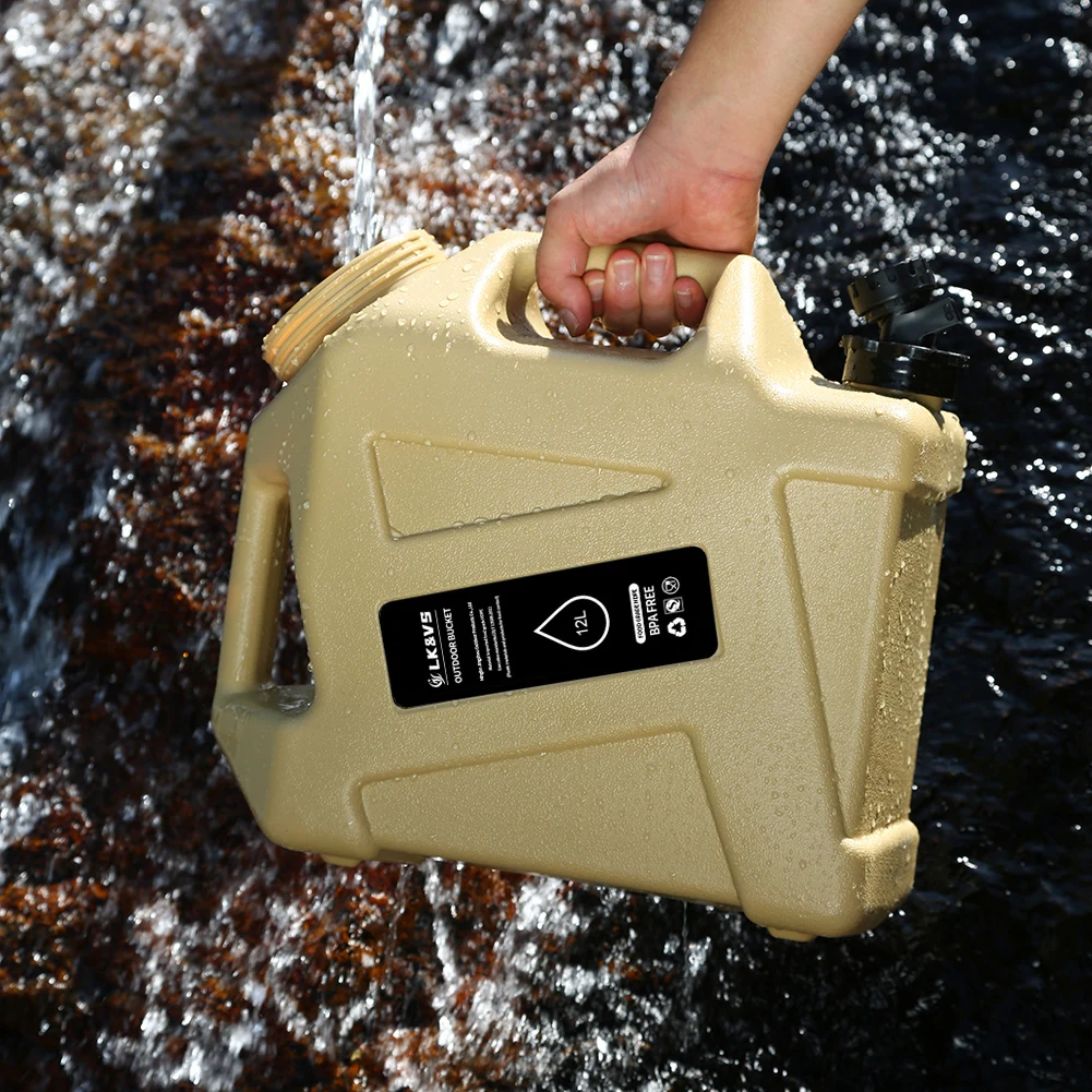 Car Water Bucket 11L/12L Outdoor Camping Water Bin Bag Large Capacity Portable Container with Detachable Faucet No Leakage