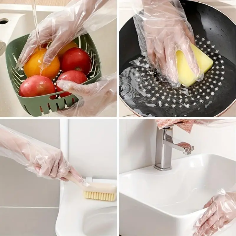10Pcs/set Durable Comfort Kitchen Cleaning Gloves Extended Length Waterproof Oil-Resistant Multipurpose Household Gloves