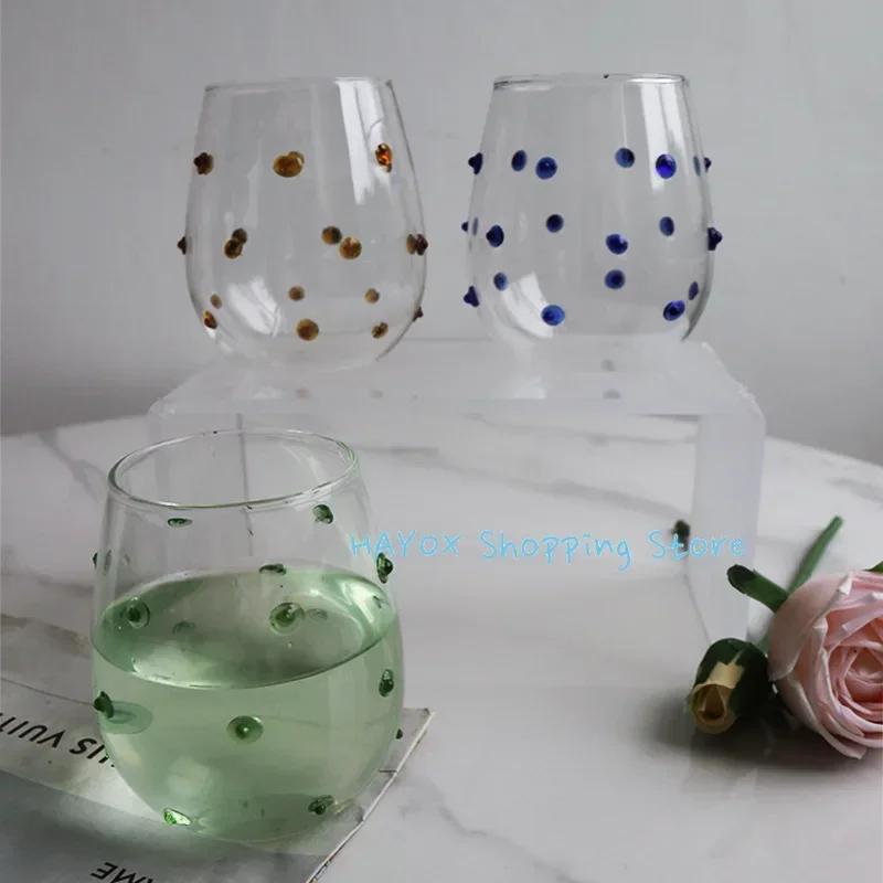 Irregular Dots Glass Design Mug,Milk Coffee Creative Decor Cup,drinking glasses set,crystal glass cup,bubble glass cup,square glass mug,double wall glass mug