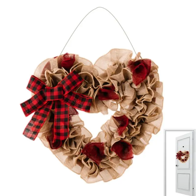 

Valentines Wreath For Front Door Artificial Wreath Garland Valentine Decorations Valentine Decorations With Fabric Bow & Wreath